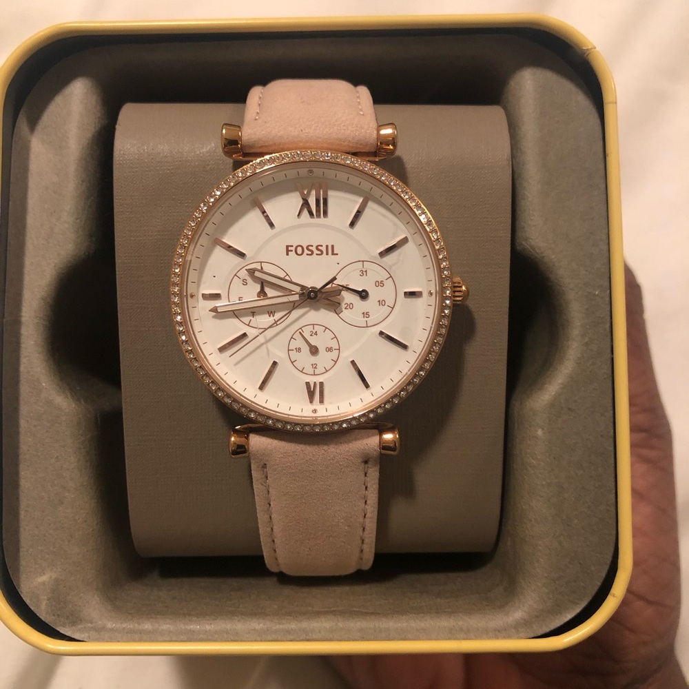 Fossil watch with blush band